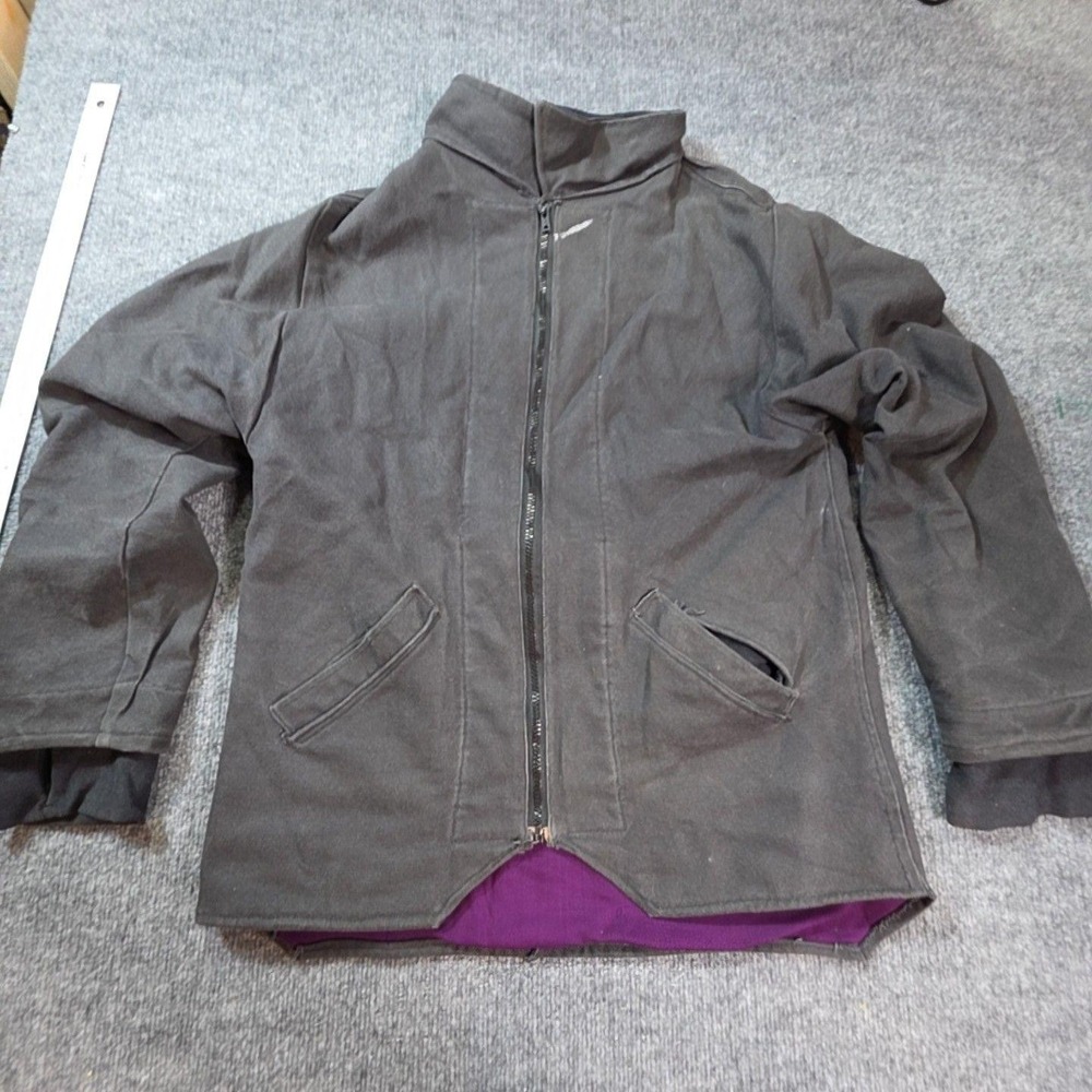 Canvas Jacket Mens Medium Gray Windbreaker Full Zip Stand Collar Workwear